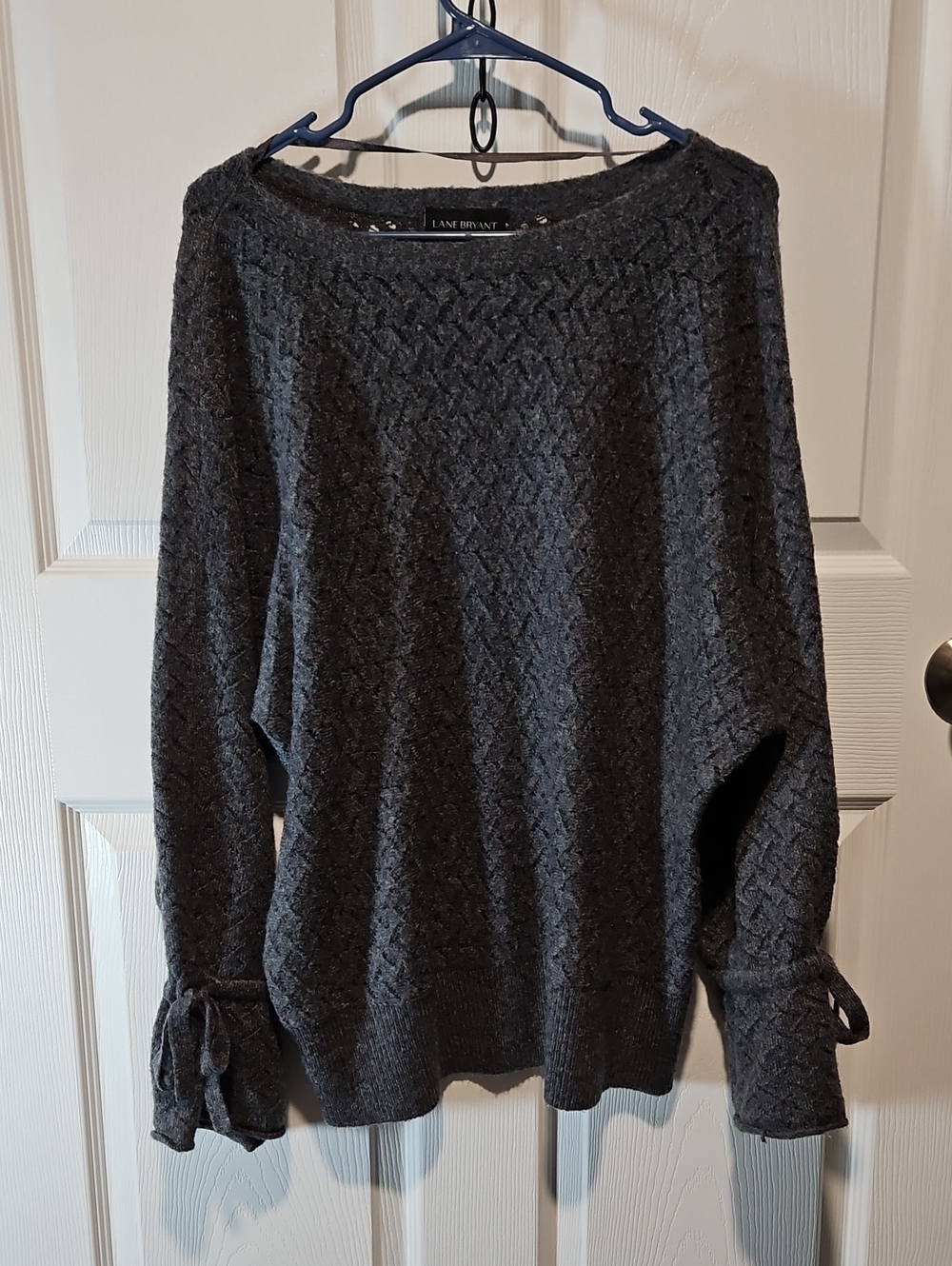 Lane Bryant Charcoal Gray Tie-Cuff Sweater